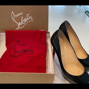 Christian Louboutin Bianca 120 Black Patent Calf Leather Pump